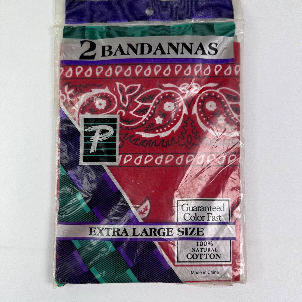 Paris Accessories 2 Pack Red Paisley Bandanas 100% Cotton Extra Large RN 13960